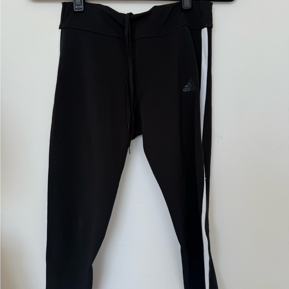 Adidas Black and White Sweatpants with Signature Stripes